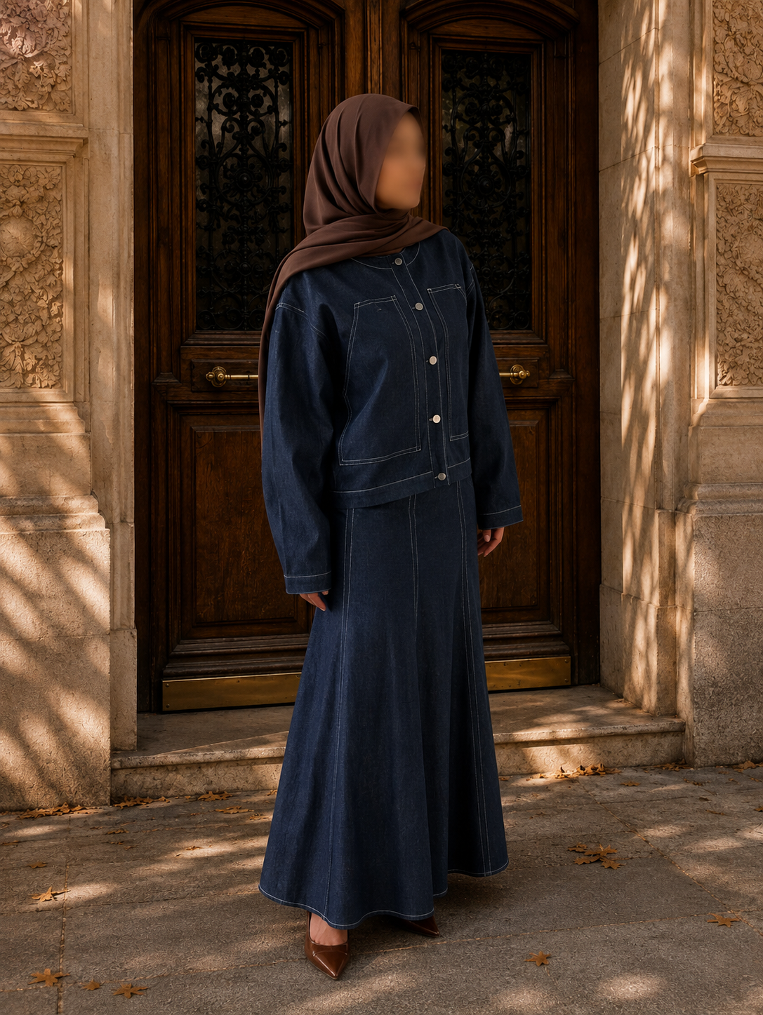 Denim — Veste Courte & Jupe Longue