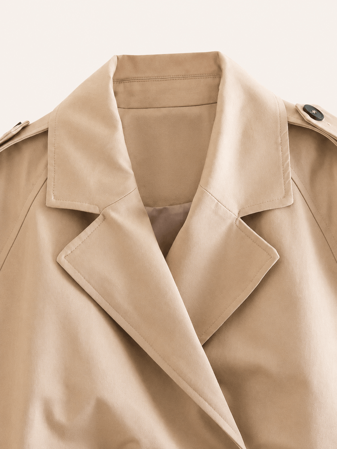 Veste trench courte camel Maison Hishma, détail du vêtement